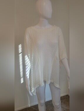 White Knit Swim Cover-Up | Women's Medium | Beach Vacation Resort